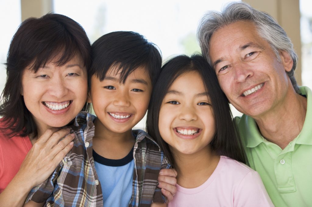 Asian family smiling