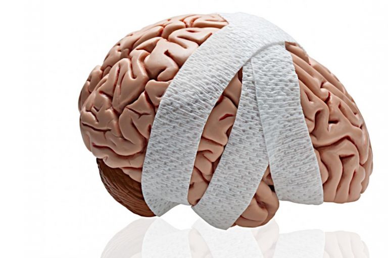 brain wrapped in a bandage